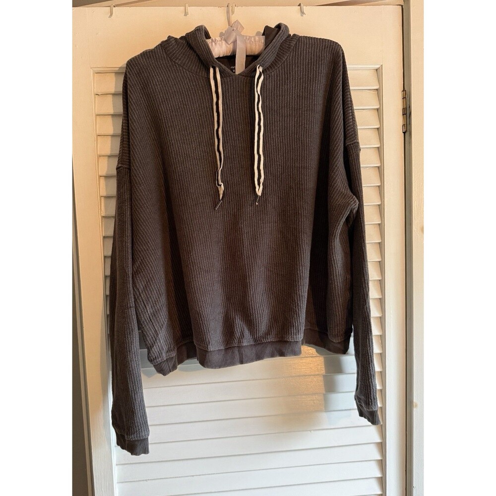 Aerie New Love Corded Cropped Ribbed Pullover Hoodie Sweatshirt M Athleisure